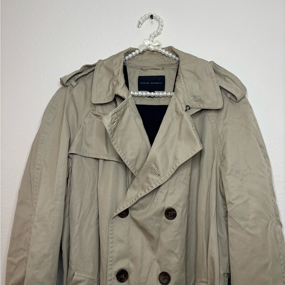 Banana Republic Women Golden Beige Water Resistant Short Trech Coat - Picture 10 of 12